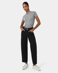 Forcast Leighton Barrel Leg Jeans Black Clearance
