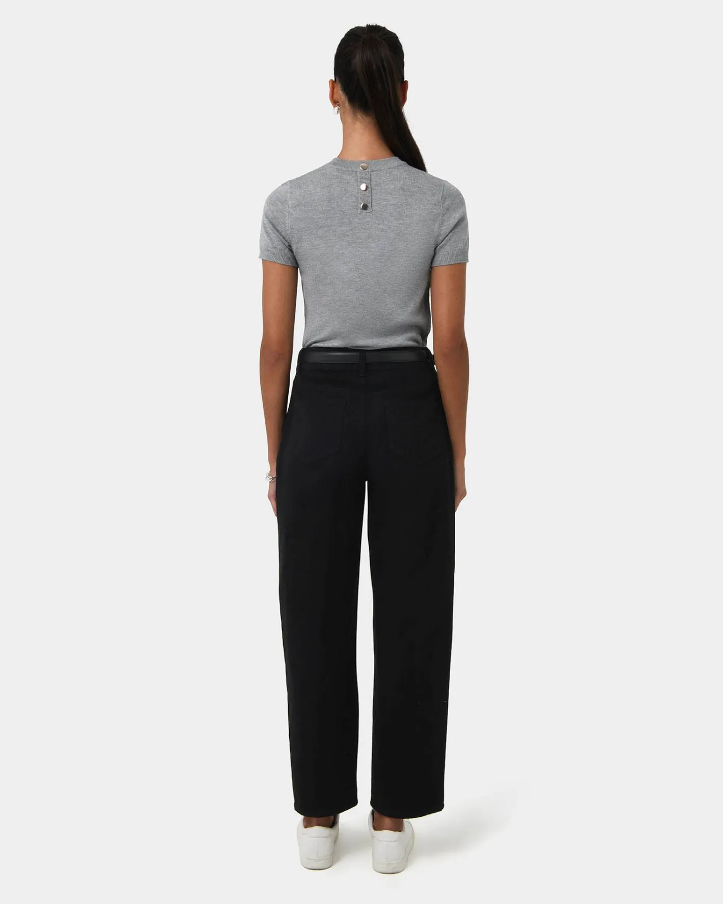 Forcast Leighton Barrel Leg Jeans Black Clearance