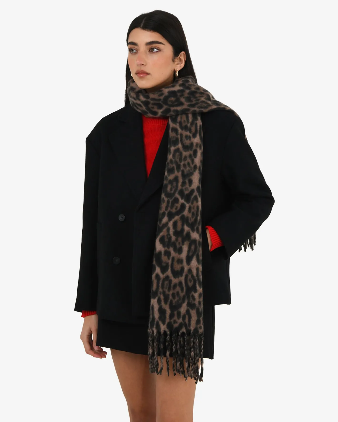 Forcast Leo Leopard Print Scarf Leopard Print Taupe Best