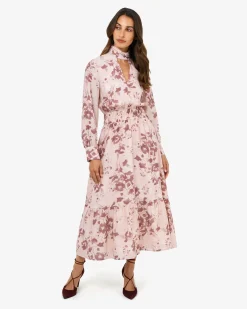 Forcast Lesley Tiered Floral Dress Pink Floral Best