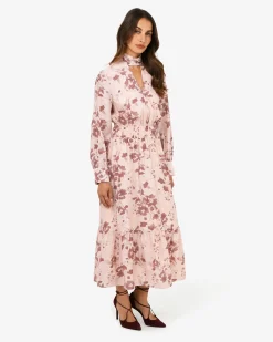 Forcast Lesley Tiered Floral Dress Pink Floral Best