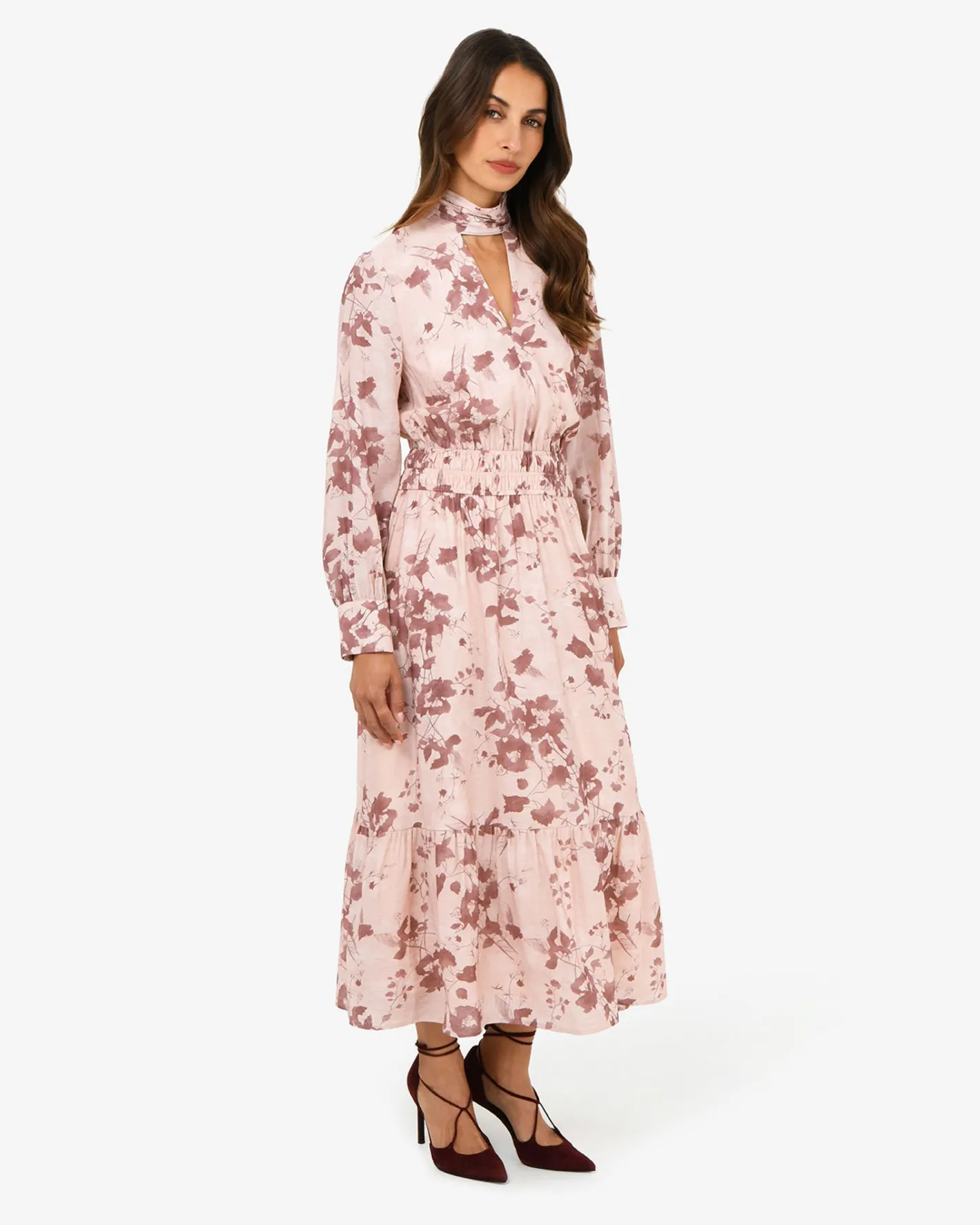 Forcast Lesley Tiered Floral Dress Pink Floral Best