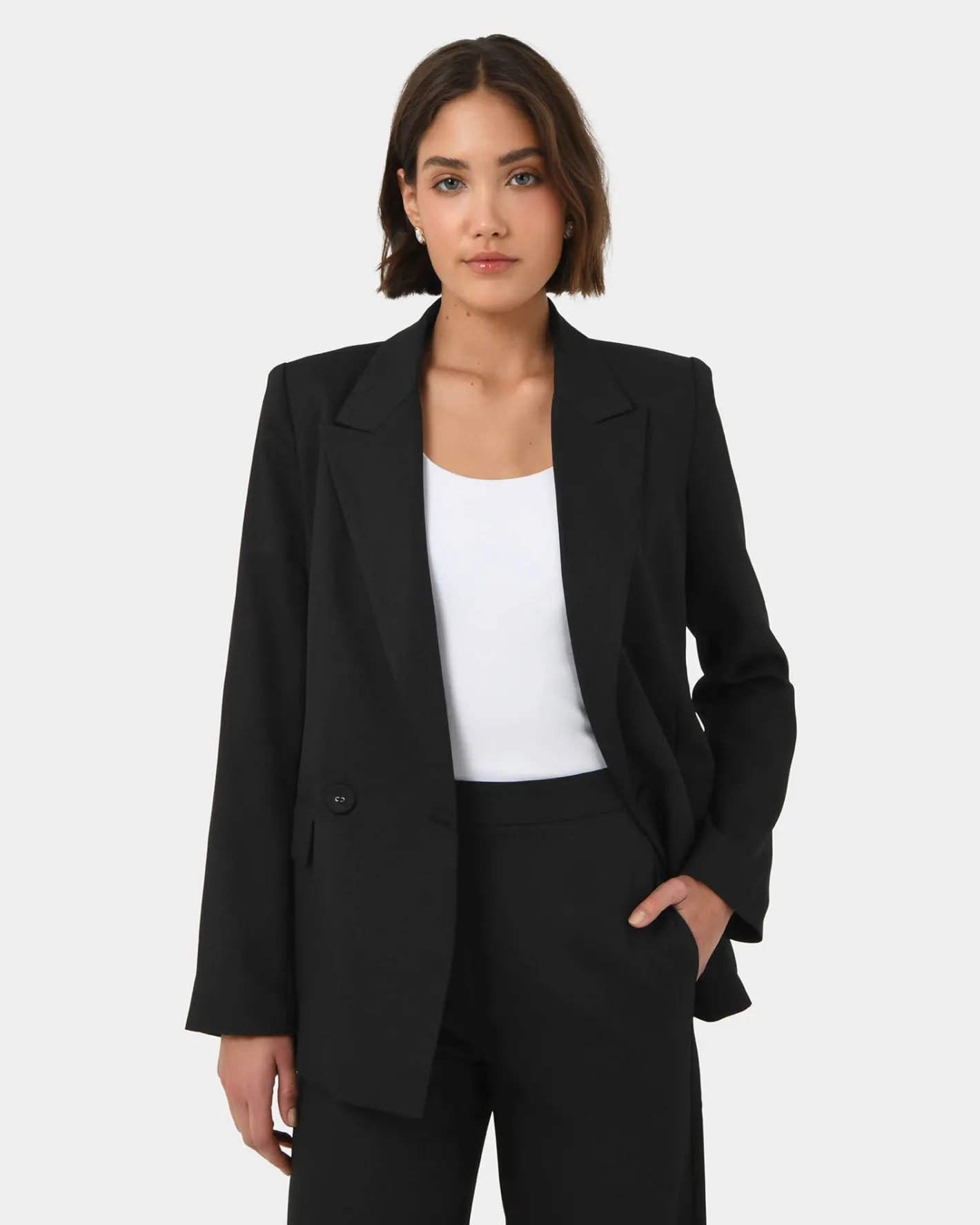 Forcast Lexee Double Breasted Blazer Black Hot