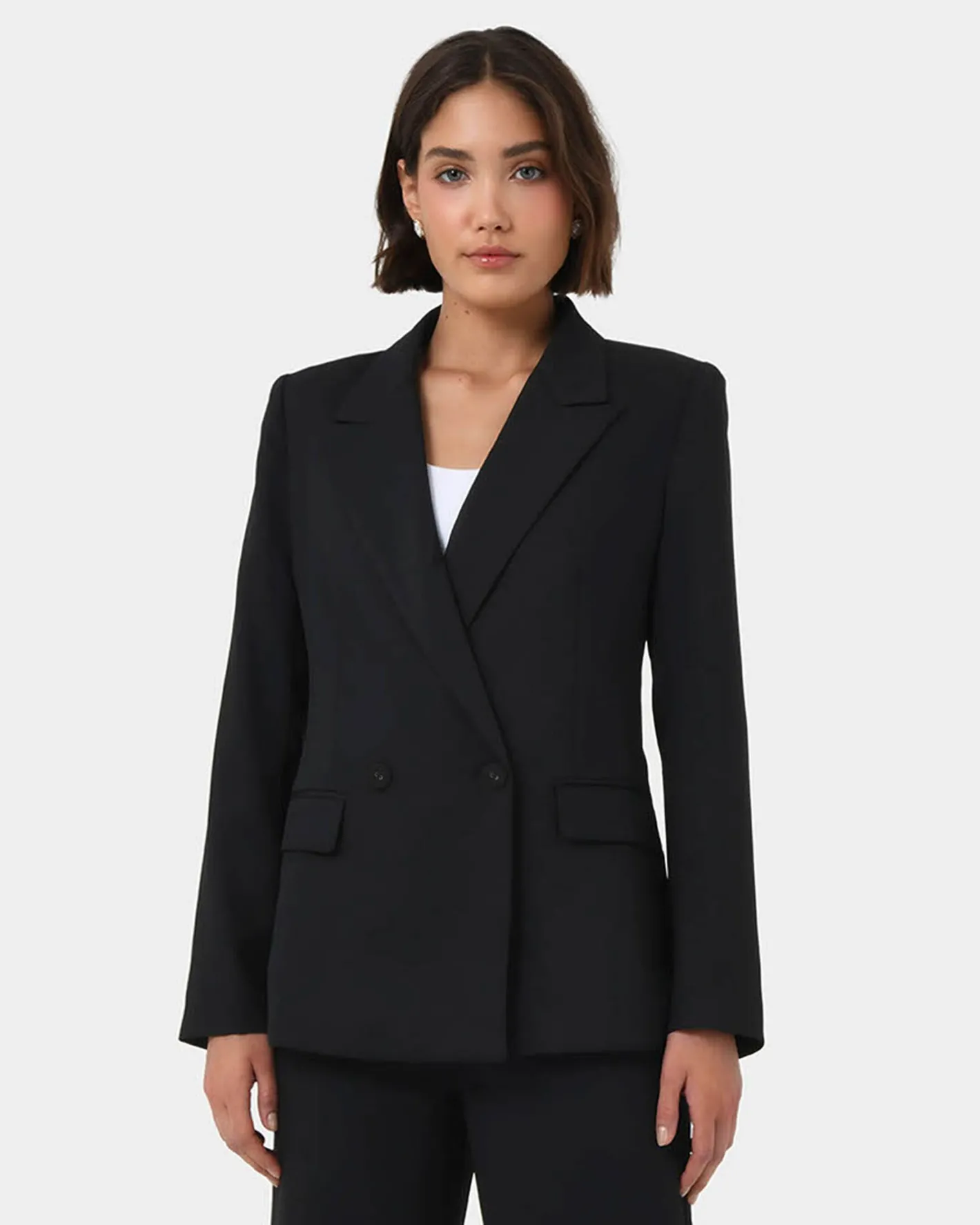 Forcast Lexee Double Breasted Blazer Black Hot