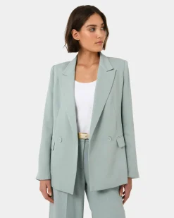 Forcast Lexee Double Breasted Blazer Sage Best