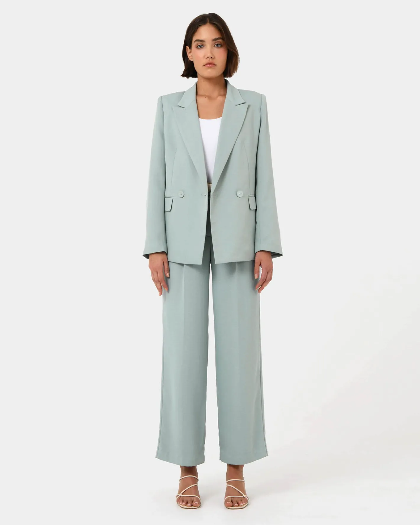 Forcast Lexee Double Breasted Blazer Sage Best