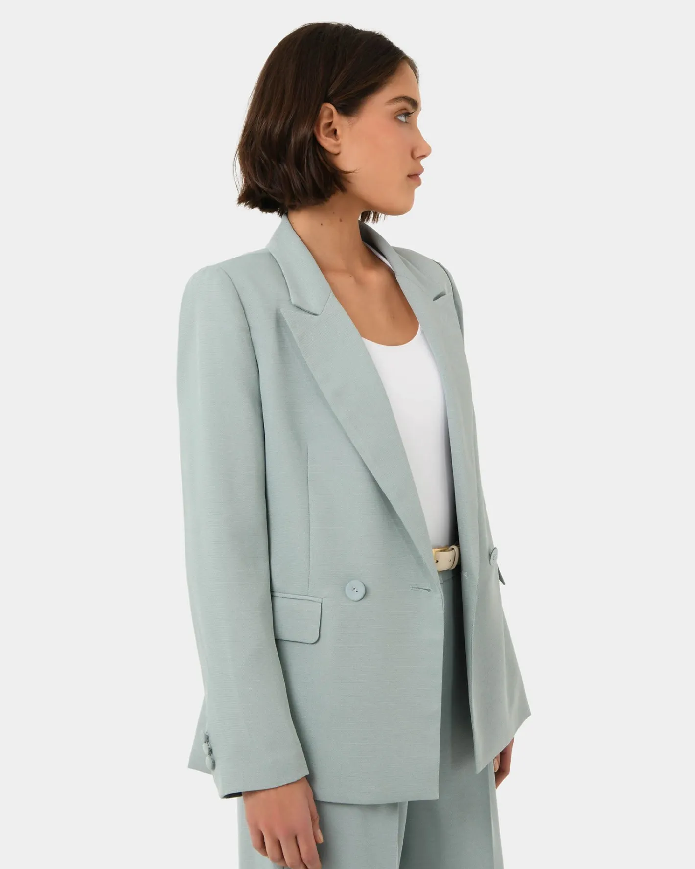 Forcast Lexee Double Breasted Blazer Sage Best