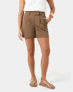 Forcast Lexee Pleat Front Short Tobacco Sale