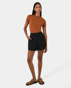 Forcast Lexee Pleat Front Short Black Online