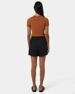 Forcast Lexee Pleat Front Short Black Online