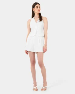 Forcast Lexee Pleat Front Short Ivory Clearance