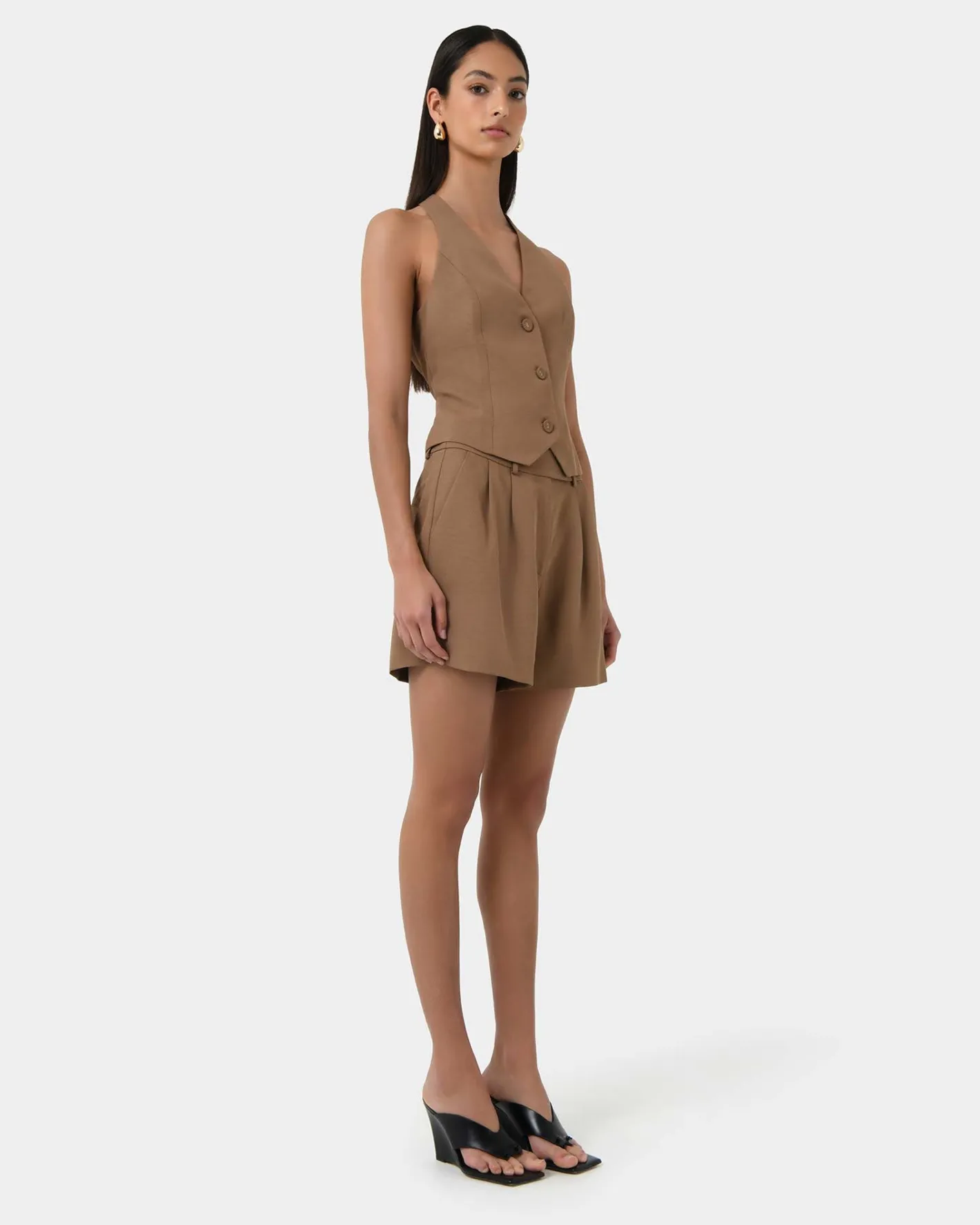 Forcast Lexee Tailored Vest Tobacco