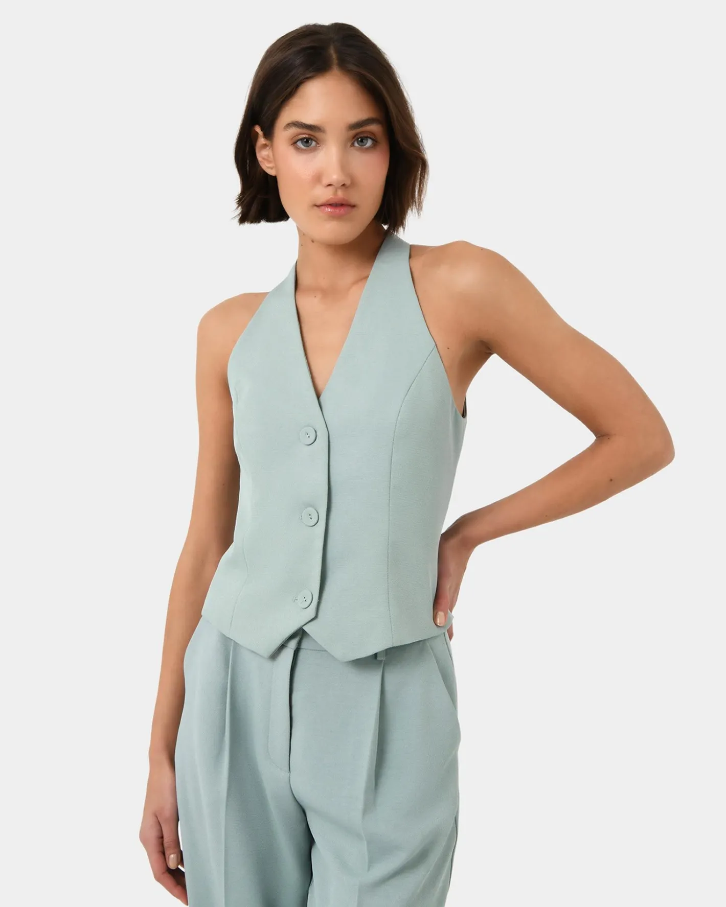 Forcast Lexee Tailored Vest Sage