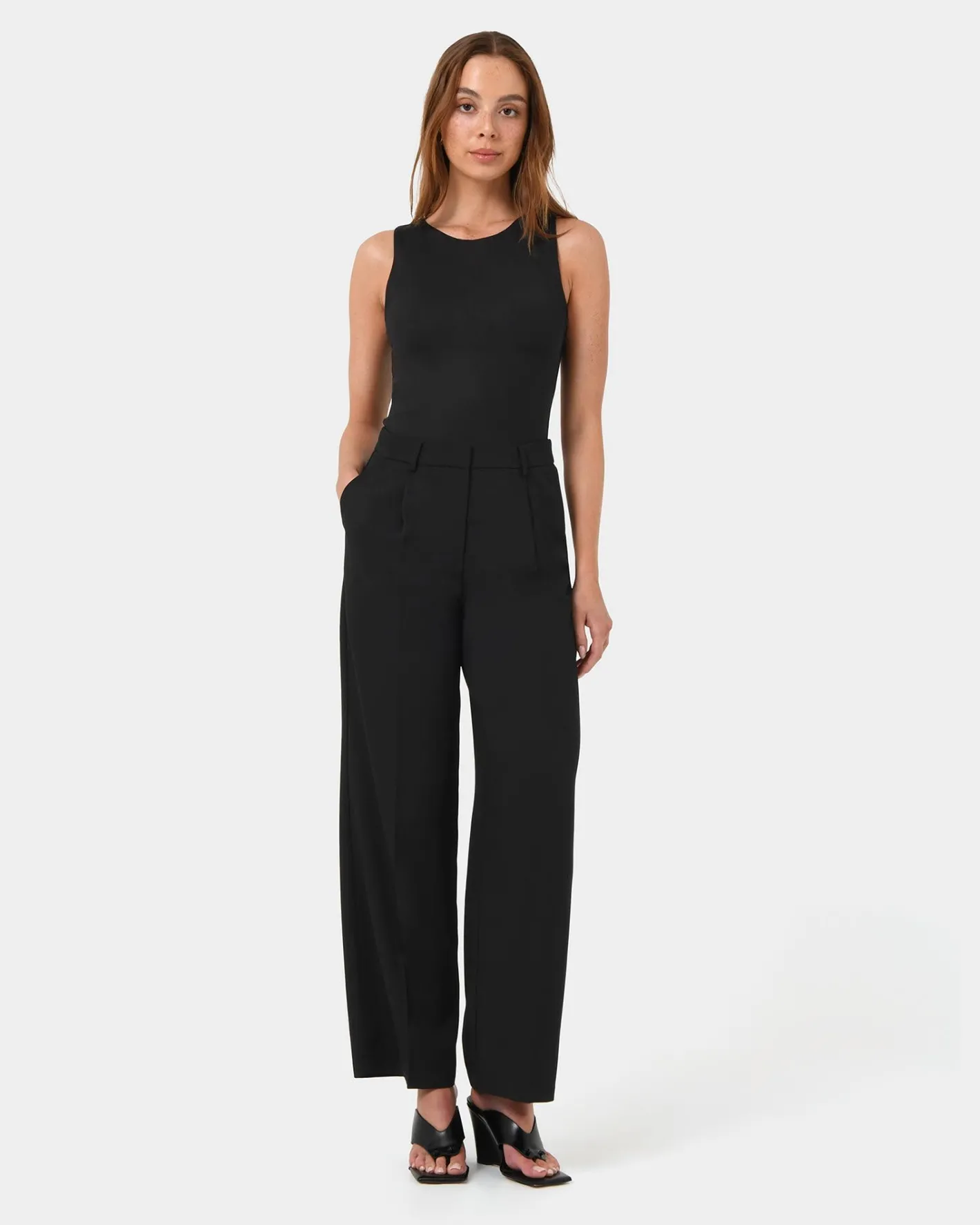 Forcast Lexee Tailored Wide Leg Pants Black Sale