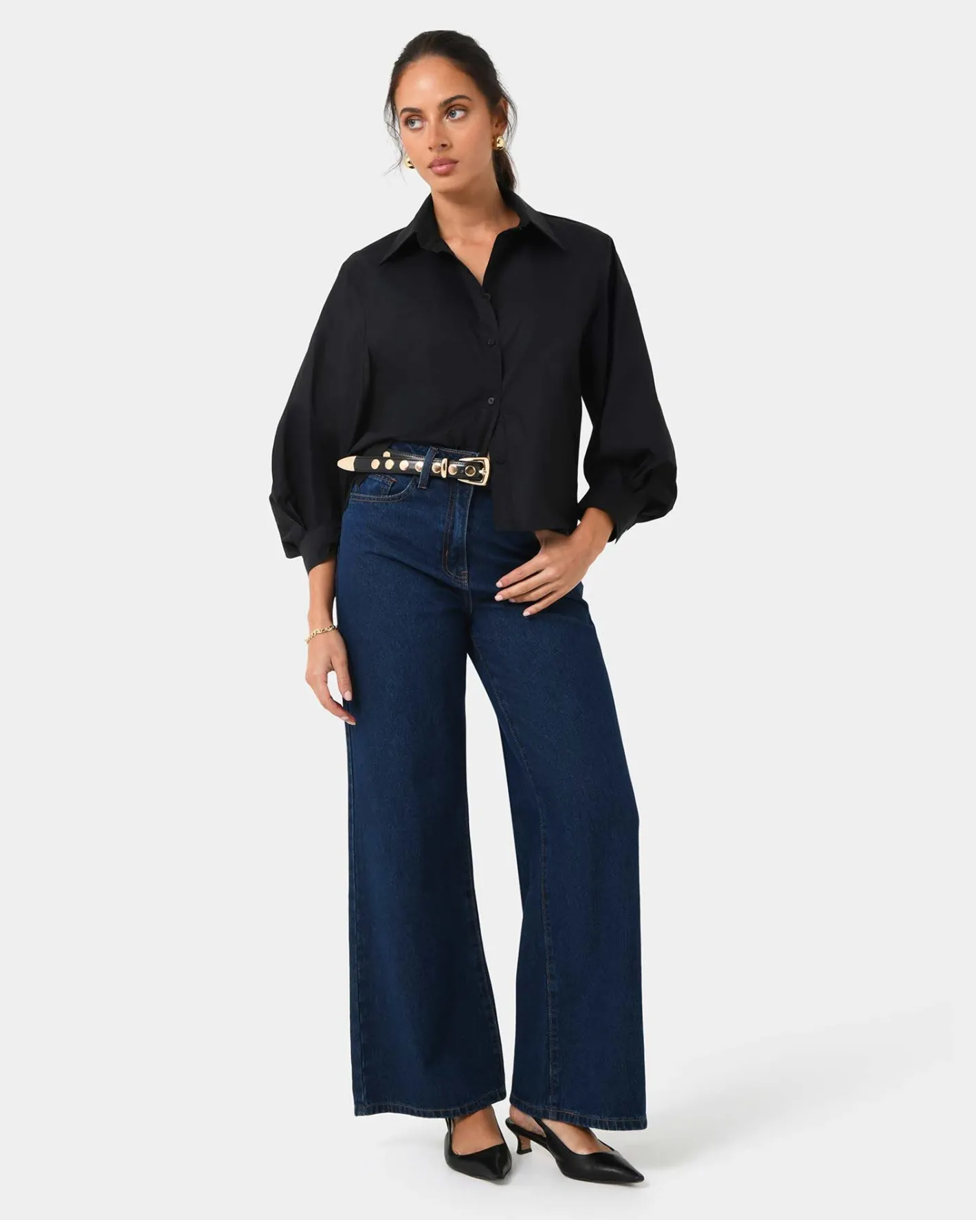 Forcast Lica Puff Sleeve Shirt Black