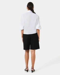 Forcast Lica Puff Sleeve Shirt White New