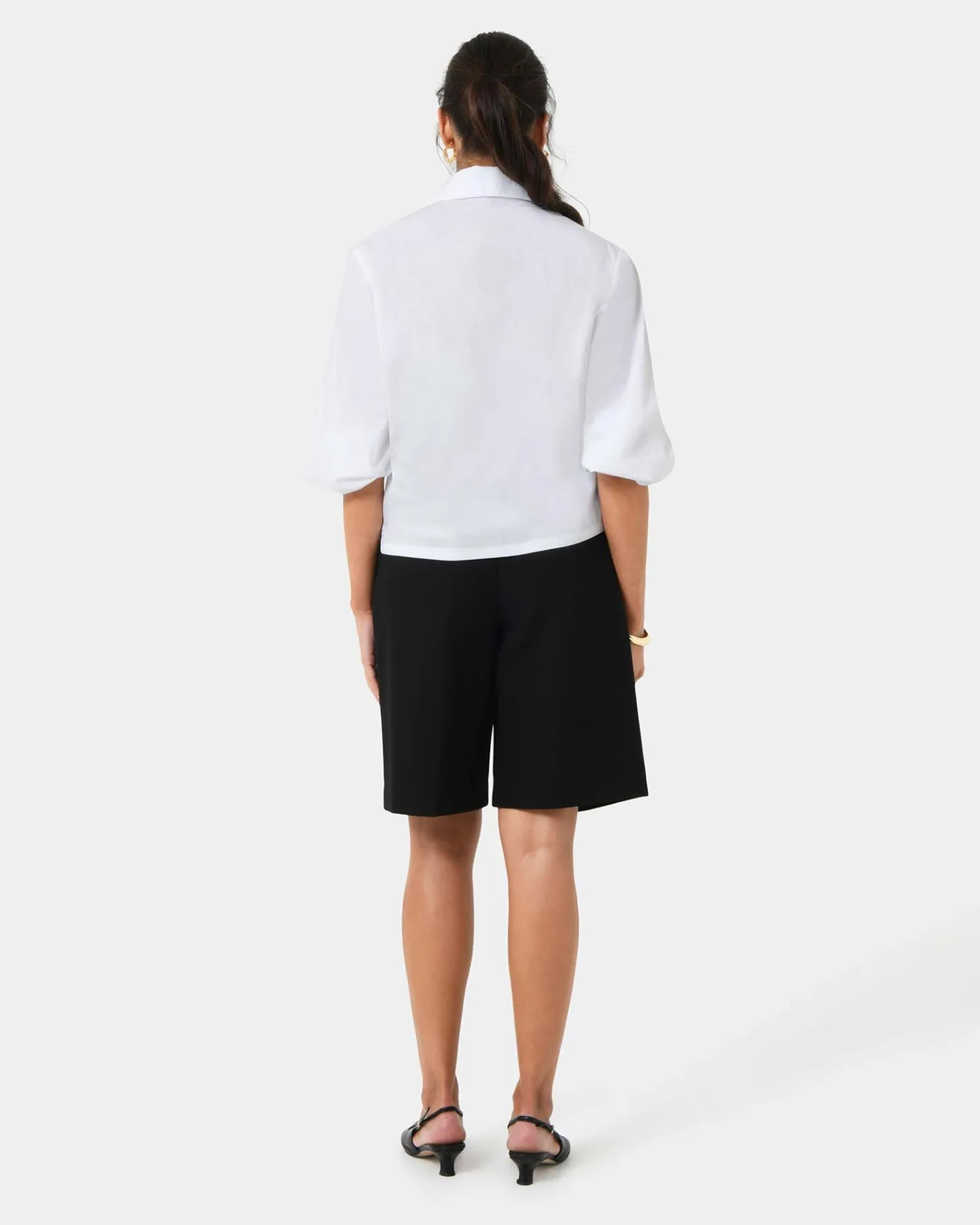 Forcast Lica Puff Sleeve Shirt White New