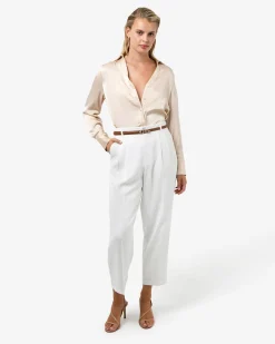 Forcast Lila V-neck Satin Blouse Eggshell Online