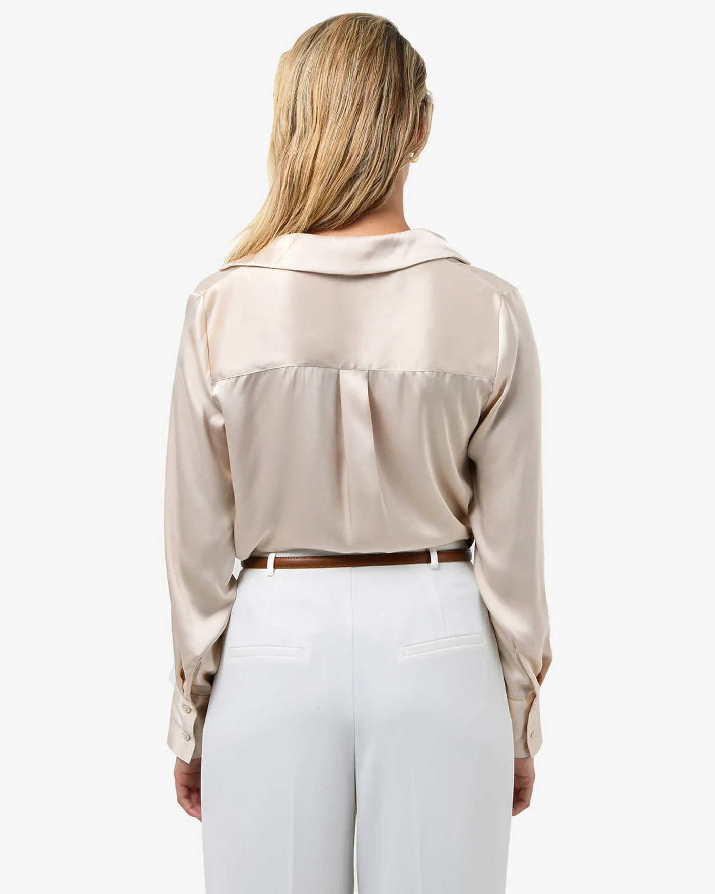 Forcast Lila V-neck Satin Blouse Eggshell Online