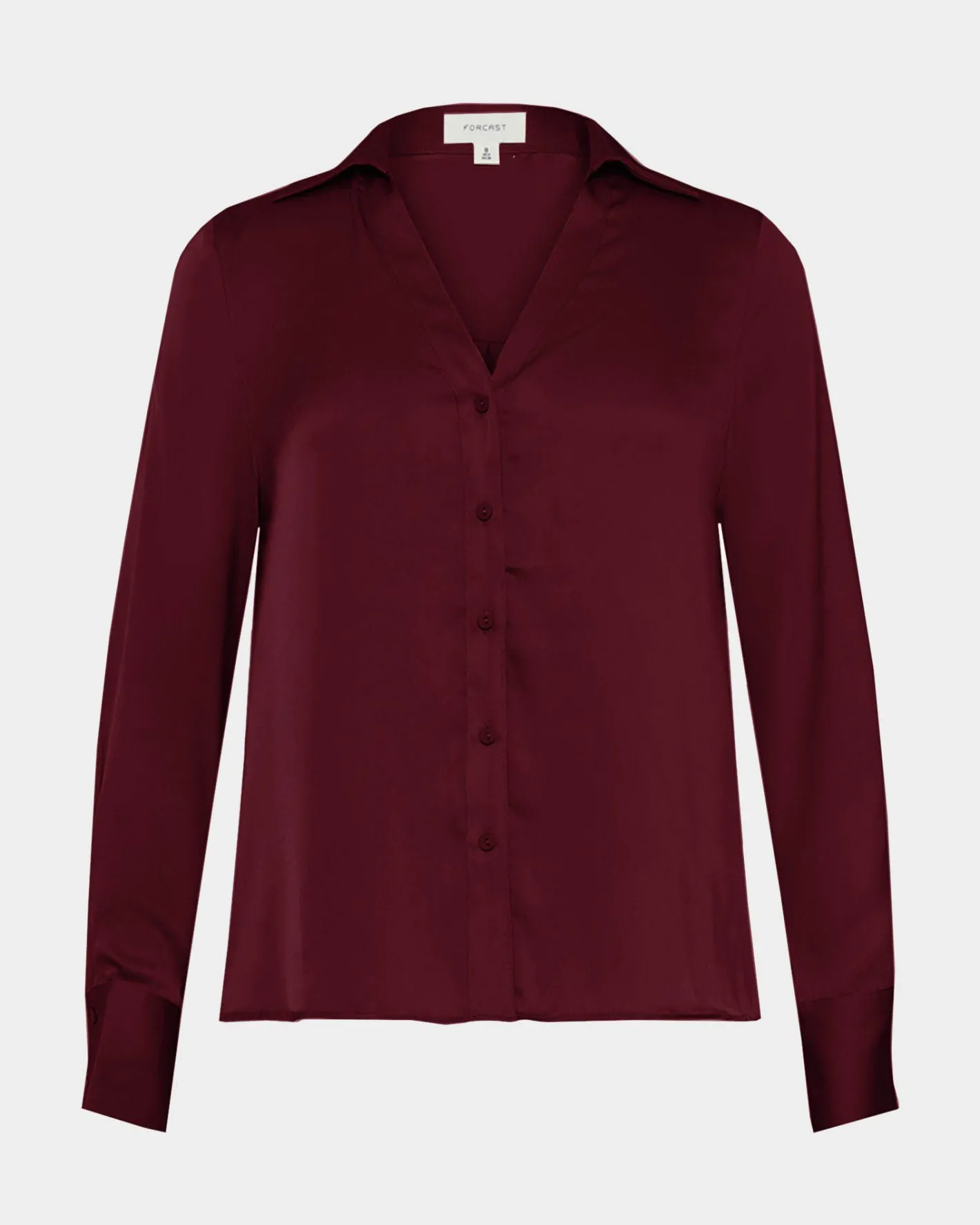 Forcast Lila V-neck Satin Blouse Wine Sale