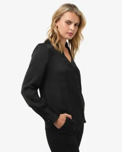 Forcast Lila V-neck Satin Blouse Black Best