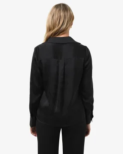 Forcast Lila V-neck Satin Blouse Black Best