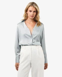 Forcast Lila V-neck Satin Blouse Smoke