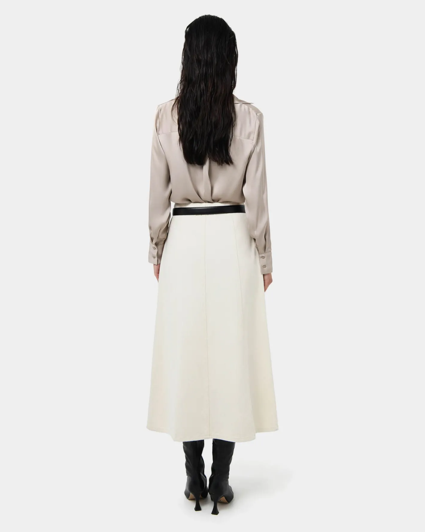 Forcast Lila V-neck Satin Blouse Sand Sale