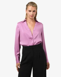 Forcast Lila V-neck Satin Blouse Orchid Outlet