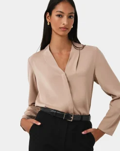 Forcast Lilian 2 Long Sleeve Blouse Sand Beige Outlet