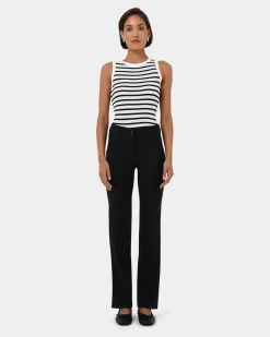 Forcast Lindy Knit Tank Top Ivory & Black Best