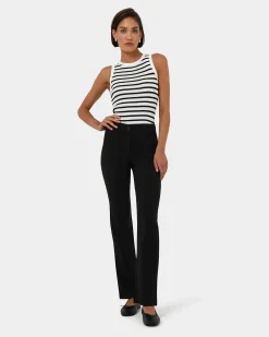 Forcast Lindy Knit Tank Top Ivory & Black Best
