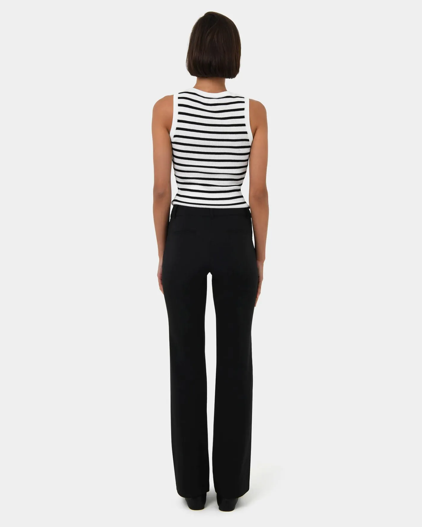 Forcast Lindy Knit Tank Top Ivory & Black Best