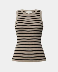 Forcast Lindy Knit Tank Top Beige & Black Discount