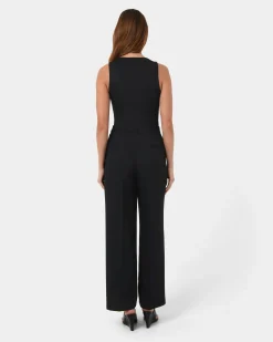 Forcast Liv Round Neck Tank Top Black New