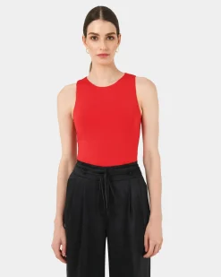 Forcast Liv Round Neck Tank Top Red Best