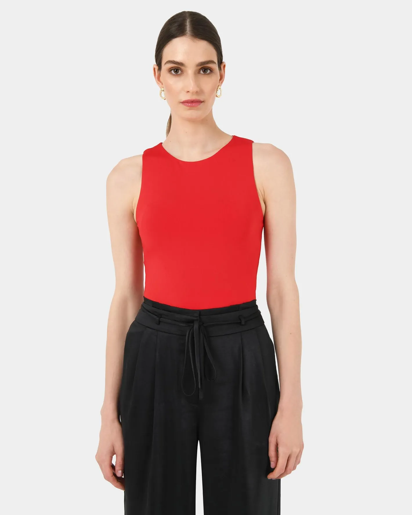 Forcast Liv Round Neck Tank Top Red Best