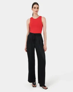 Forcast Liv Round Neck Tank Top Red Best