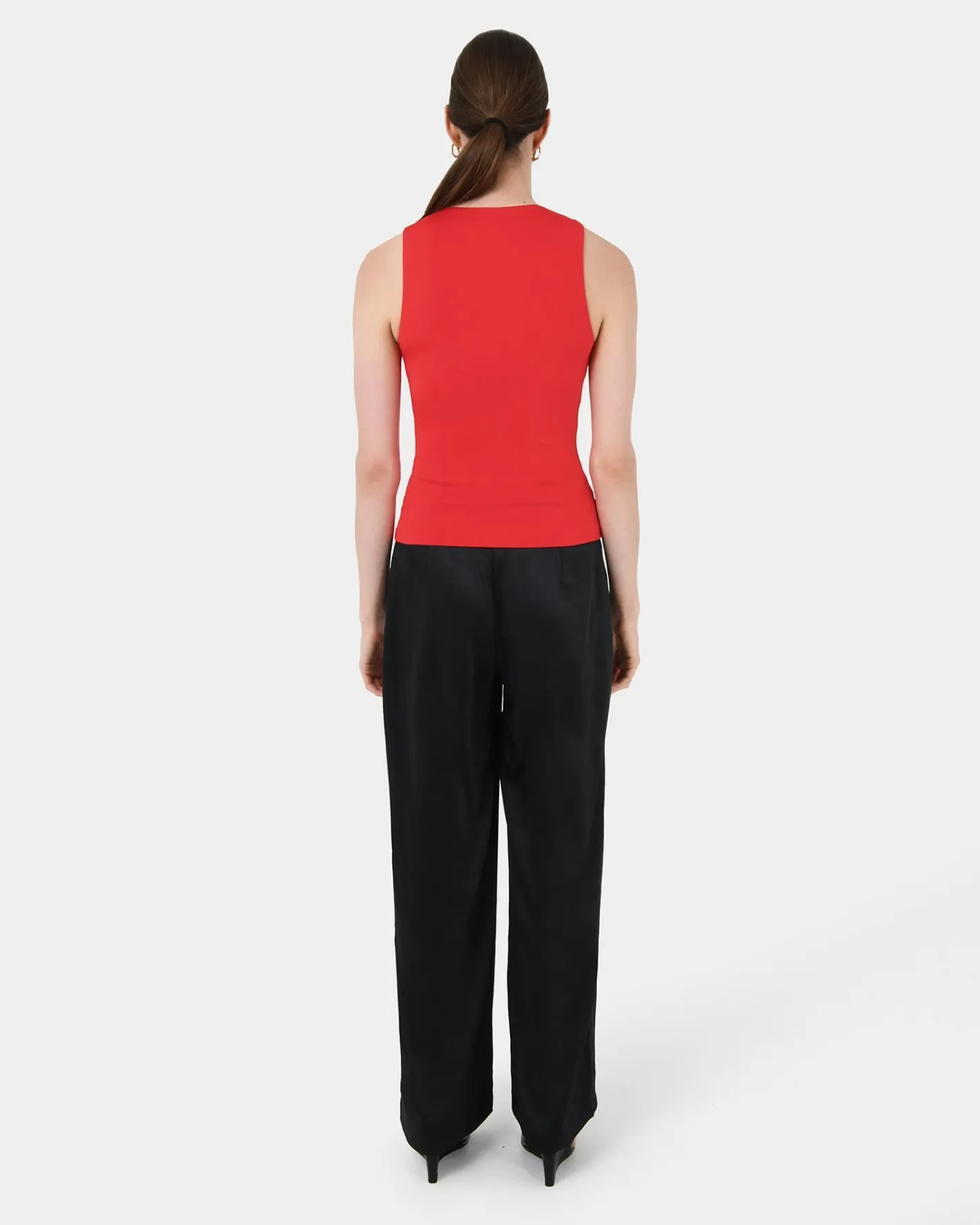 Forcast Liv Round Neck Tank Top Red Best