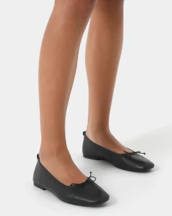 Forcast Lizbeth Leather Ballet Flat Black