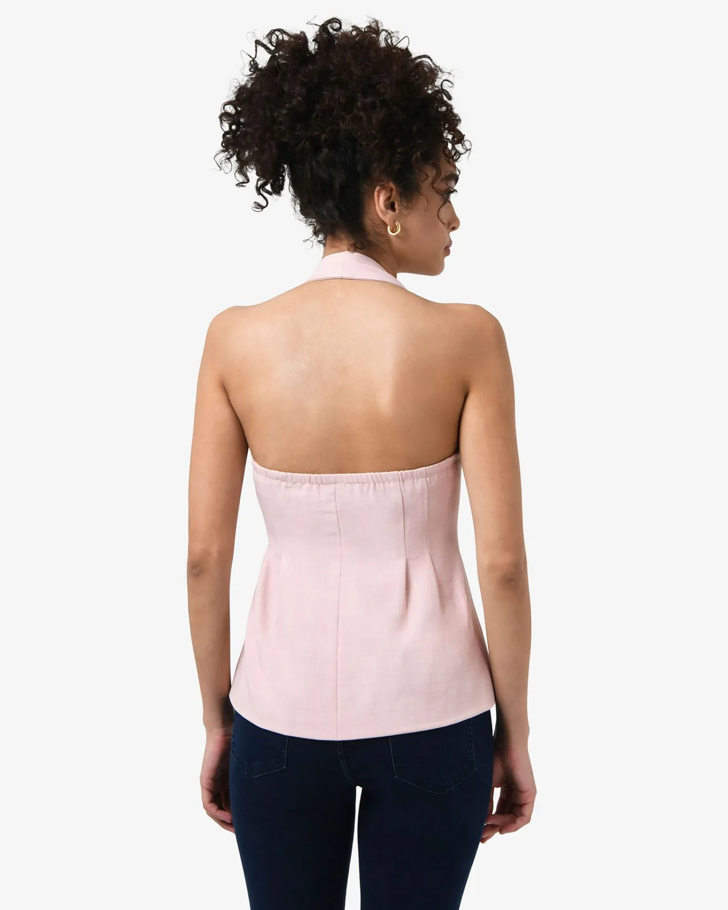 Forcast Lola Halter Neck Peplum Vest Pink Outlet