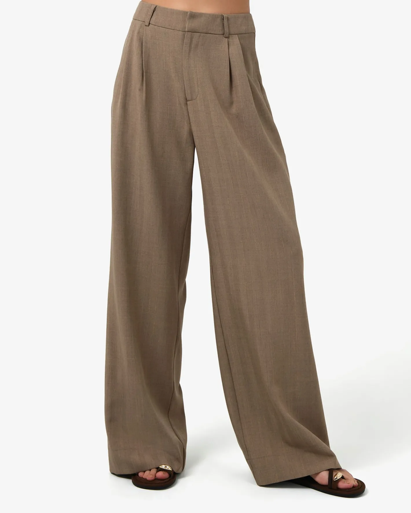 Forcast Lola Lurex Blend Wide Leg Pant TAUPE Outlet