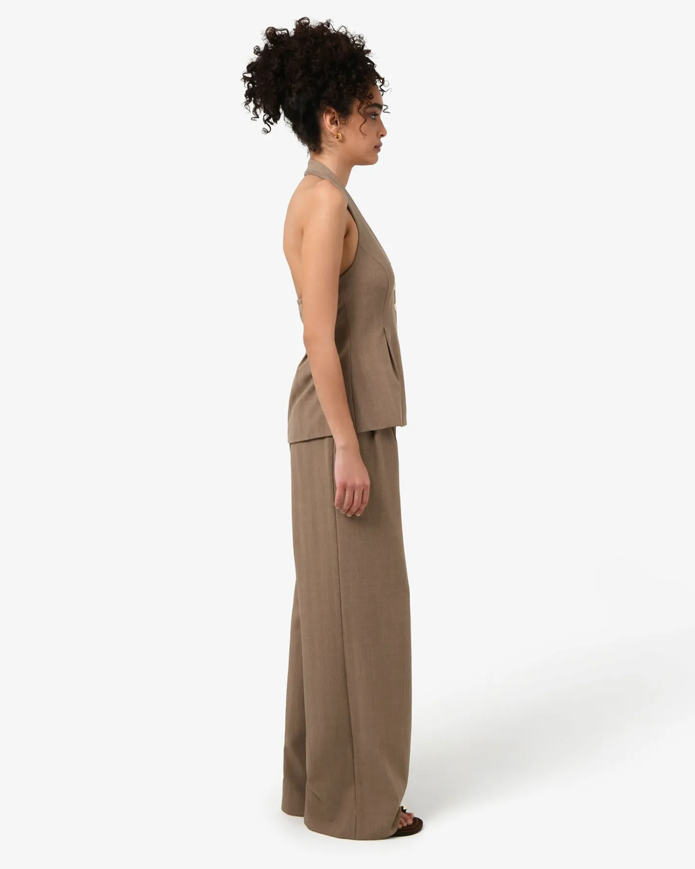 Forcast Lola Lurex Blend Wide Leg Pant TAUPE Outlet