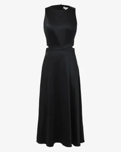 Forcast Louisa Cut Out Satin Dress Black Sale