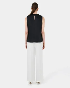 Forcast Louisa Round Neck Satin Top Black Sale