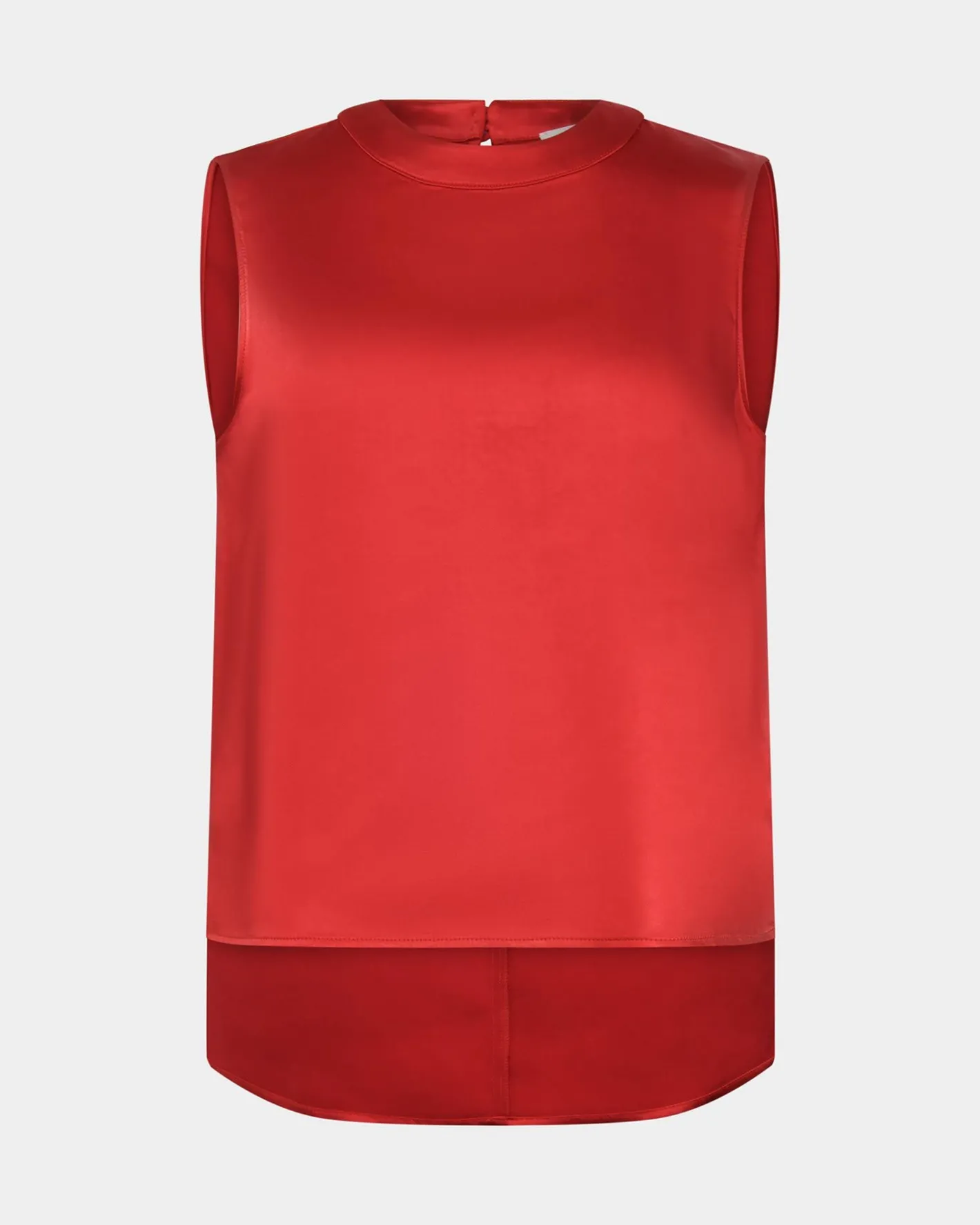 Forcast Louisa Round Neck Satin Top Red New