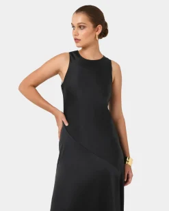 Forcast Louisa Satin Bias Dress Black Outlet