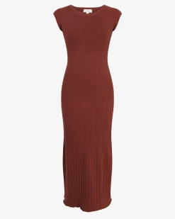 Forcast Lourdes Ribbed Knit Dress Clay Sale