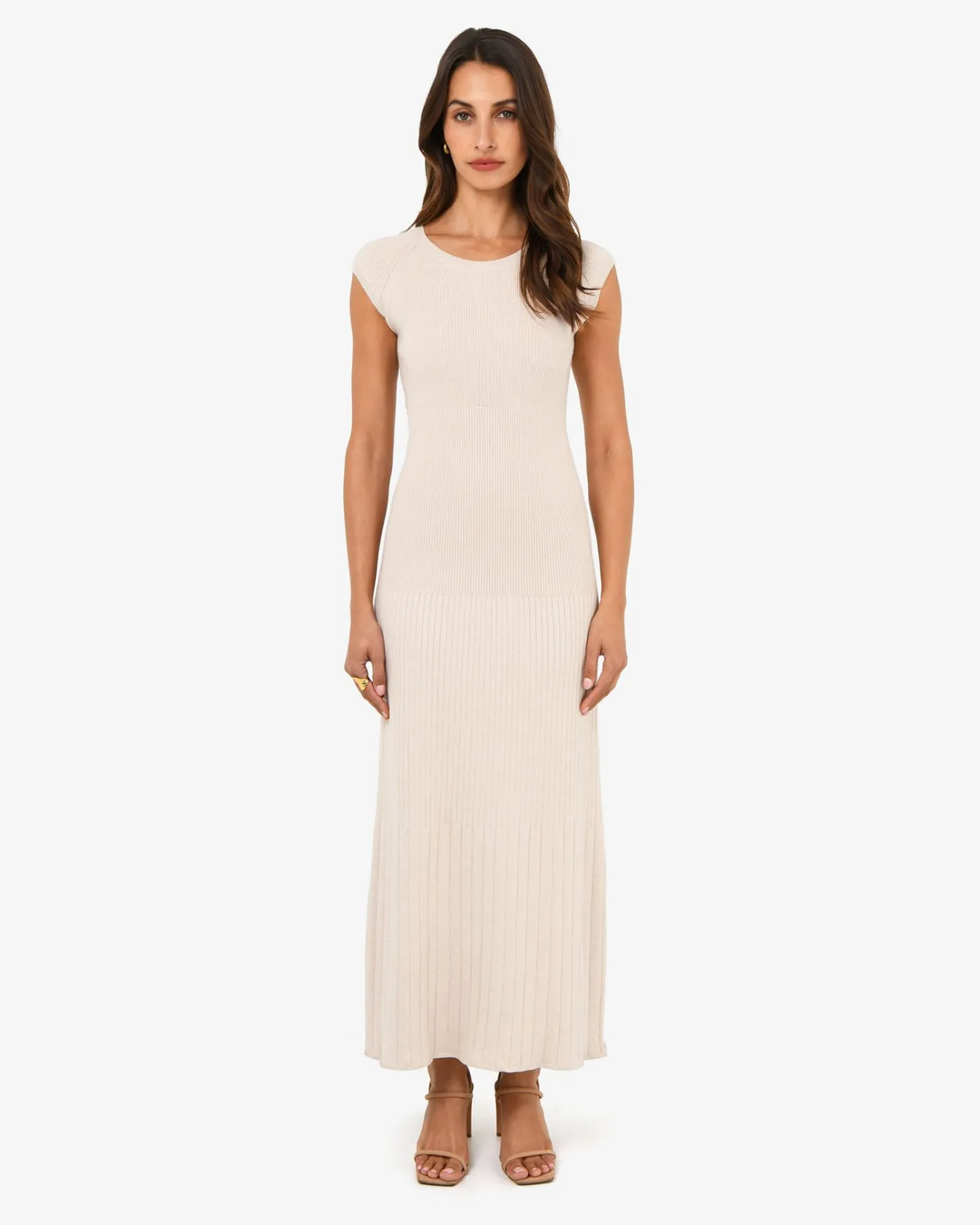 Forcast Lourdes Ribbed Knit Dress Buttercream Best