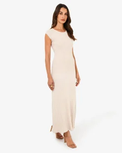 Forcast Lourdes Ribbed Knit Dress Buttercream Best